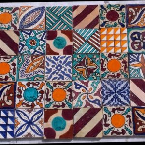 Hand glazed and painted 10 cm x 10 cm Fes tiles artisan designs