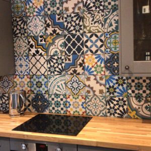 Splash back in our Moroccan tiles