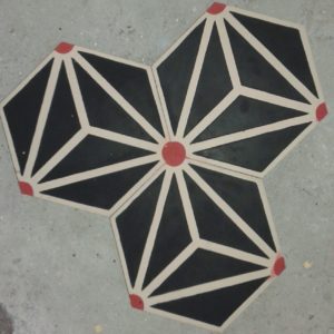 Hexagonal Moroccan encaustic tiles. Bespoke colours are welcome.